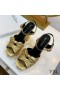 Yves Saint Laurent Candy Platform Sandals In Patent Leather with Bow Knot Gold
