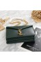 Yves Saint Laurent Cassandra Clasp Bag In Smooth Leather Green/Gold