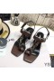 Yves Saint Laurent Cassandra Heeled Sandals with Toehold Loop In Smooth Leather Brown