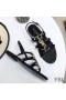 Yves Saint Laurent Cassandra Open Sandals In Smooth Leather Black