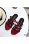 Yves Saint Laurent Cassandra Slides In Patent Leather Red