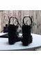 Yves Saint Laurent Cassandra Wedge Espadrilles In Leather Black
