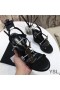 Yves Saint Laurent Cassandra Wedge Espadrilles In Leather Black/Gold