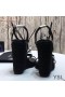 Yves Saint Laurent Cassandra Wedge Espadrilles In Leather Black/Gold