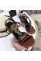 Yves Saint Laurent Cassandra Wedge Espadrilles In Leather with Palm Logo Burgundy