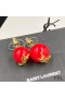 Yves Saint Laurent Cassandre Pearl Earrings In Metal Gold/Red