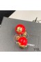Yves Saint Laurent Cassandre Pearl Earrings In Metal Gold/Red