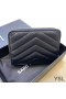 Yves Saint Laurent Compact Zip Around Wallet In Grained Matelasse Leather Black/Gold