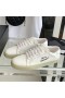 Yves Saint Laurent Court Classic Sneakers In Embroidered Leather with Black Logo White