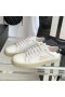 Yves Saint Laurent Court Classic Sneakers In Embroidered Leather with Gold Logo White/Black