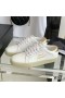 Yves Saint Laurent Court Classic Sneakers In Embroidered Leather with Gold Logo White/Gold