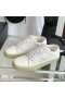 Yves Saint Laurent Court Classic Sneakers In Embroidered Leather with Gold Logo White