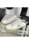 Yves Saint Laurent Court Classic Sneakers In Embroidered Leather with Green Logo White/Green
