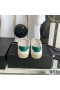 Yves Saint Laurent Court Classic Sneakers In Embroidered Leather with Green Logo White/Green