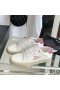 Yves Saint Laurent Court Classic Sneakers In Embroidered Leather with Rose Logo White/Rose
