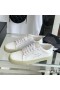 Yves Saint Laurent Court Classic Sneakers In Embroidered Leather with Silver Logo White