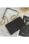 Yves Saint Laurent Envelope Chain Wallet In Textured Matelasse Leather Black/Gold