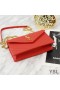 Yves Saint Laurent Envelope Chain Wallet In Textured Matelasse Leather Red/Gold