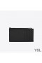 Yves Saint Laurent Fragments Zipped Card Case In Grained Matelasse Leather Black/Silver