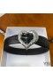 Yves Saint Laurent Heart Belt In Crocodile Embossed Leather Black/Silver