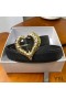 Yves Saint Laurent Heart Belt In Grained Leather Black/Gold