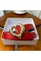 Yves Saint Laurent Heart Belt In Nappa Leather Red/Gold