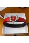 Yves Saint Laurent Heart Belt In Nappa Leather Red/Silver