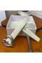 Yves Saint Laurent Heart Belt In Nappa Leather White/Silver