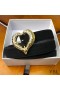 Yves Saint Laurent Heart Belt In Suede Black/Gold