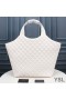 Yves Saint Laurent Icare Maxi Shopping Bag In Quilted Lambskin White/Gold