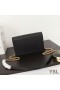 Yves Saint Laurent Kate Chain Wallet with Tassel In Textured Leather Black/Gold