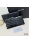 Yves Saint Laurent Large Cassandra Deconstruct Zip Around Wallet In Crocodile Embossed Leather Black