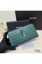 Yves Saint Laurent Large Cassandra Deconstruct Zip Around Wallet In Crocodile Embossed Leather Green