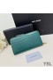 Yves Saint Laurent Large Cassandra Deconstruct Zip Around Wallet In Crocodile Embossed Leather Green