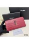Yves Saint Laurent Large Cassandra Deconstruct Zip Around Wallet In Crocodile Embossed Leather Red