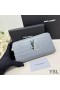 Yves Saint Laurent Large Cassandra Deconstruct Zip Around Wallet In Crocodile Embossed Leather Sky Blue