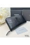 Yves Saint Laurent Large Cassandra Zip Around Wallet In Crinkled Matelasse Leather Black