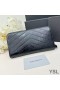 Yves Saint Laurent Large Cassandra Zip Around Wallet In Crinkled Matelasse Leather Black