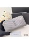 Yves Saint Laurent Large Cassandra Zip Around Wallet In Crinkled Matelasse Leather Grey