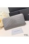 Yves Saint Laurent Large Cassandra Zip Around Wallet In Crinkled Matelasse Leather Grey