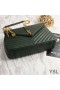 Yves Saint Laurent Large Classic College Chain Bag In Matelasse Leather Green/Gold