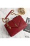 Yves Saint Laurent Large Classic College Chain Bag In Matelasse Leather Red/Gold