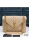 Yves Saint Laurent Large Envelope Chain Bag In Mixed Grained Matelasse Leather Apricot/Gold