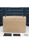 Yves Saint Laurent Large Envelope Chain Bag In Mixed Grained Matelasse Leather Apricot/Gold