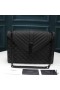 Yves Saint Laurent Large Envelope Chain Bag In Mixed Grained Matelasse Leather Black