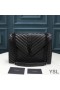 Yves Saint Laurent Large Envelope Chain Bag In Textured Matelasse Leather Black