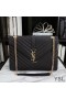Yves Saint Laurent Large Envelope Chain Bag In Textured Matelasse Leather Black/Gold