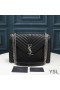Yves Saint Laurent Large Envelope Chain Bag In Textured Matelasse Leather Black/Silver