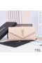 Yves Saint Laurent Large Envelope Flap Wallet In Mixed Grained Matelasse Leather Pink/Gold
