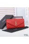 Yves Saint Laurent Large Envelope Flap Wallet In Mixed Grained Matelasse Leather Red/Gold
